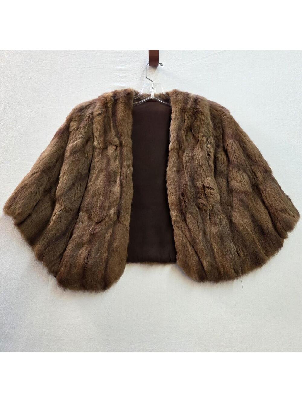 Vintage Genuine Fur Capelet Stole Brown Multi Tone One Size Fits Most